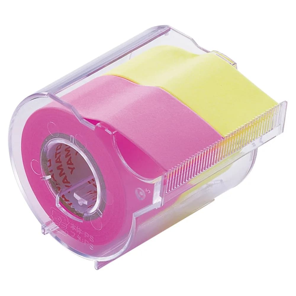 ヤマト Memoc Roll Tape 50mm x 10m Yellow Squared | Grid Tape for Organized Notes — Pink Yellow Plain / 25 mm