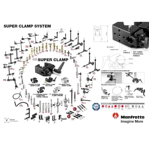 Manfrotto 035RL Super Clamp with Standard Stud | Heavy-Duty Camera & Lighting Mount thumbnail 2