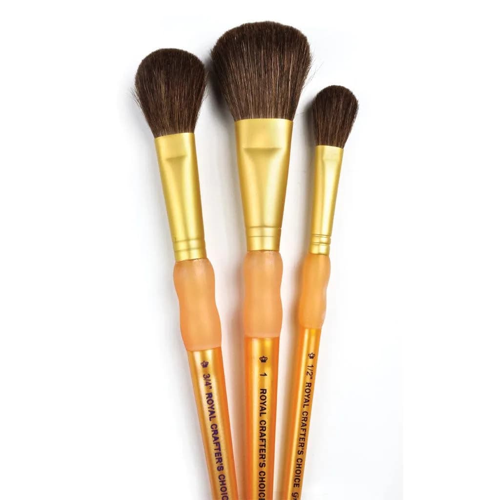 Royal & Langnickel Crafter's Choice Camel Brush Set - 3 Brushes | Synthetic Bristle for Arts & Crafts — Gold and Brown
