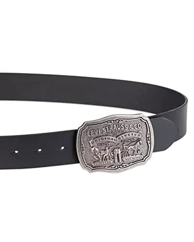 Levi's Men's Leather Belt With Antiqued Buckle,Black,36 | Classic Casual Style for Men thumbnail 3