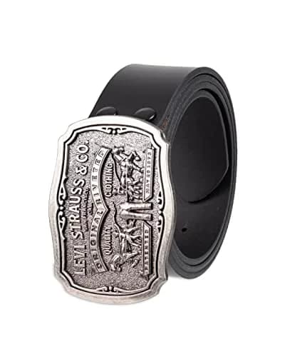 Levi's Men's Leather Belt With Antiqued Buckle, Black, 44 (1.6 inches / 4.06 cm) thumbnail 1