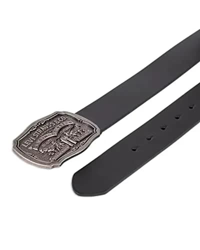 Levi's Men's Leather Belt With Antiqued Buckle, Black, 44 (1.6 inches / 4.06 cm) thumbnail 4