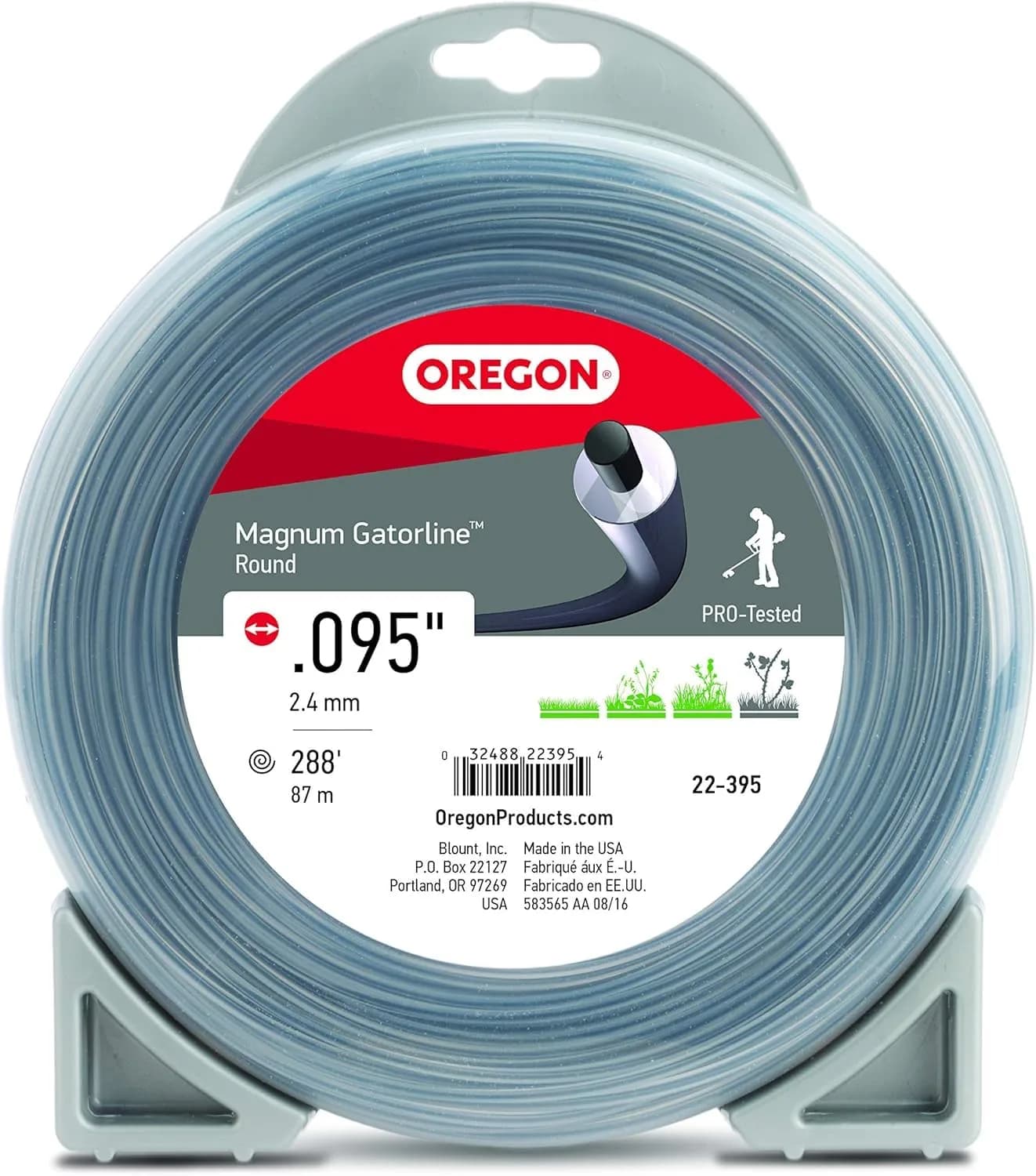 Oregon Magnum Gatorline 095 Trimmer Line 2.4mm (0.095") x 288-Foot | Professional Grade Square Profile — 288-Foot