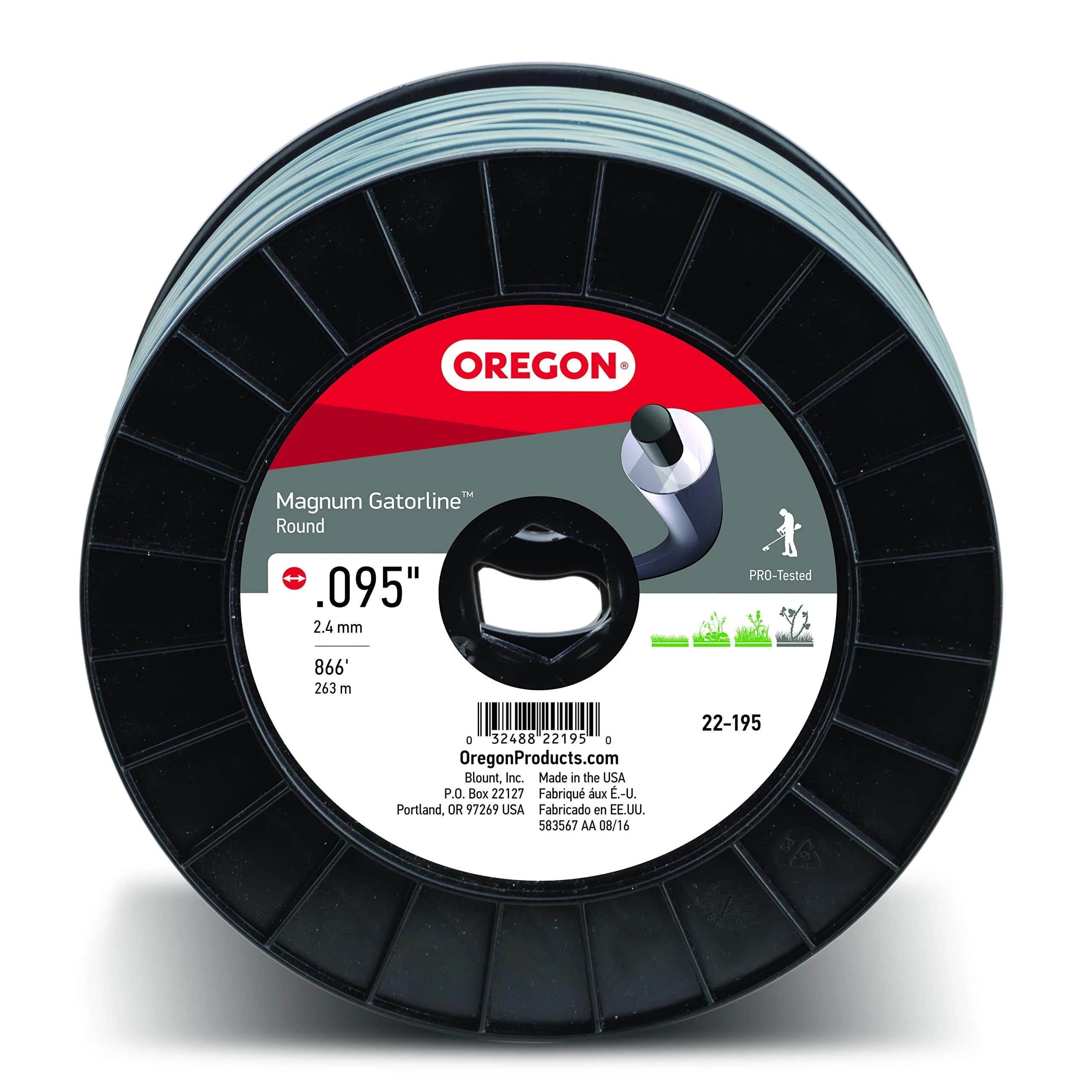 Oregon Magnum Gatorline 095 Trimmer Line 2.4mm (0.095") x 288-Foot | Professional Grade Square Profile — 866-Foot