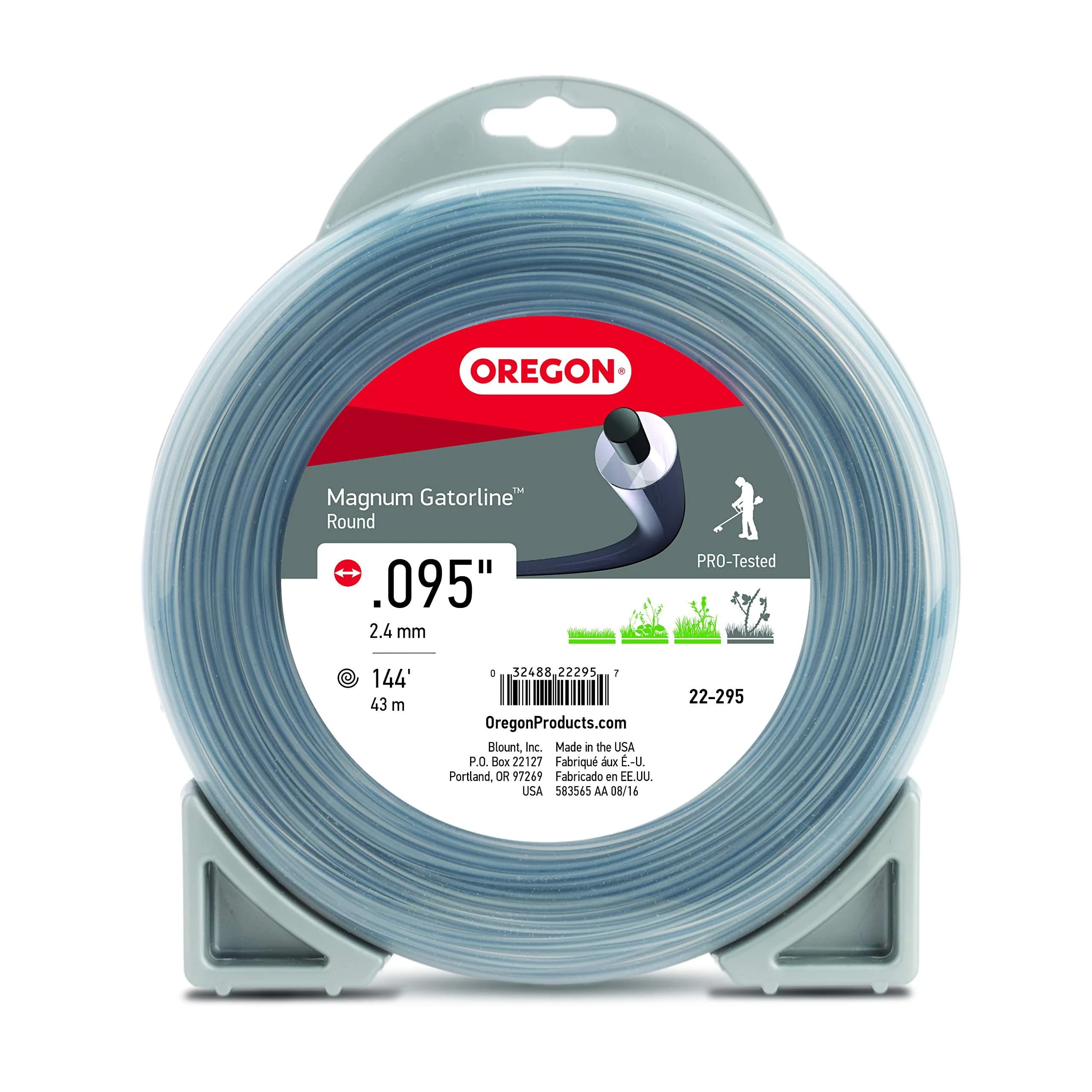 Oregon Magnum Gatorline 095 Trimmer Line 2.4mm (0.095") x 288-Foot | Professional Grade Square Profile — 144-Foot