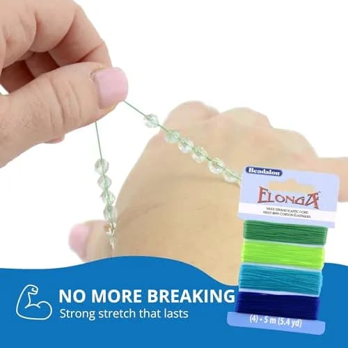Beadalon Elonga Elastic String Cord White 0.3 mm (5m / 53.8ft) | Strong Stretch for Jewelry Making thumbnail 3