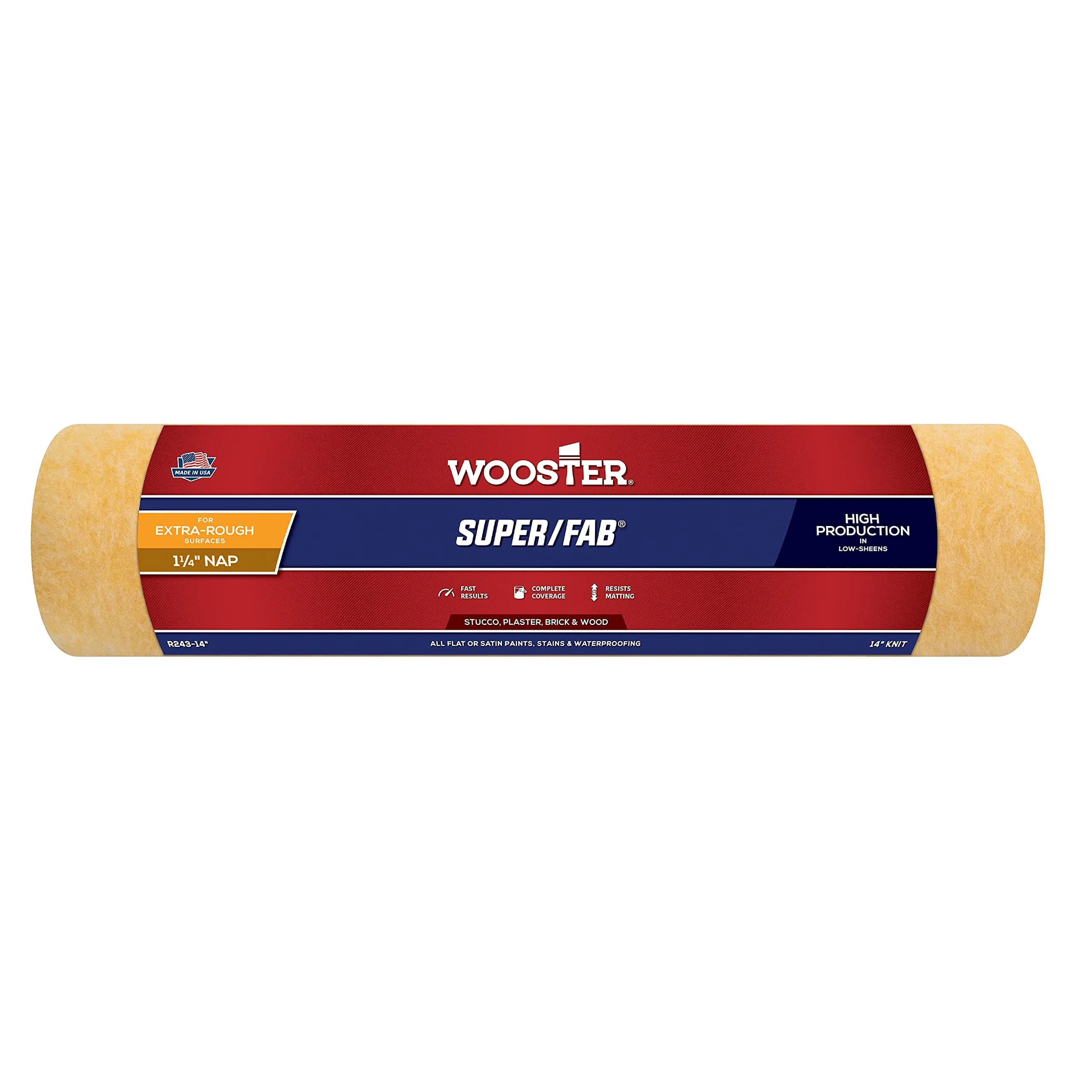 Wooster Brush Super/Fab Roller Cover 14-Inch (35.56 cm) with 1-1/4-Inch Nap | Professional Quality for All Paints
