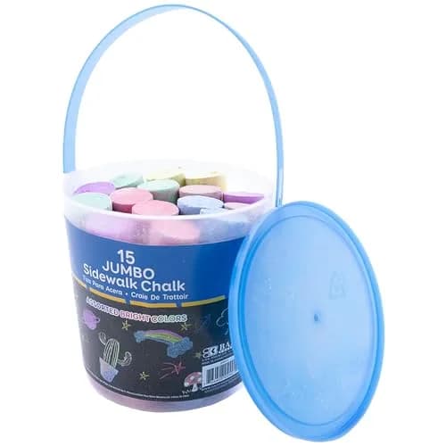 BAZIC Jumbo Color Chalks (15/Bucket) | Vibrant, Soft & Non-Toxic Classroom Chalk thumbnail 1