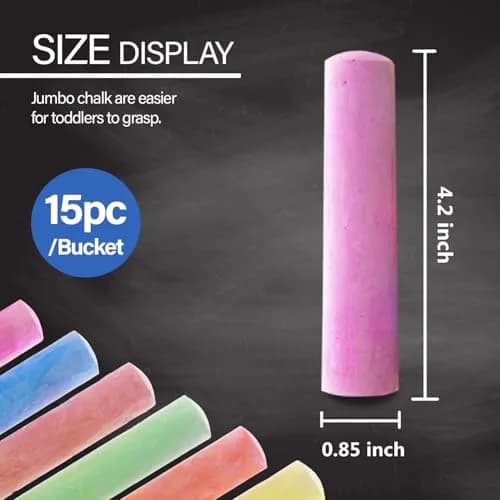 BAZIC Jumbo Color Chalks (15/Bucket) | Vibrant, Soft & Non-Toxic Classroom Chalk thumbnail 2