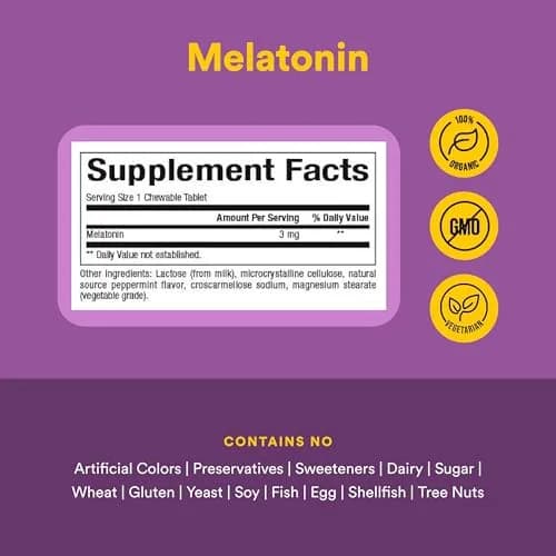 Natural Factors Melatonin 3 mg Chewable Tablets | Sleep Support for Adults, 90 Count thumbnail 4