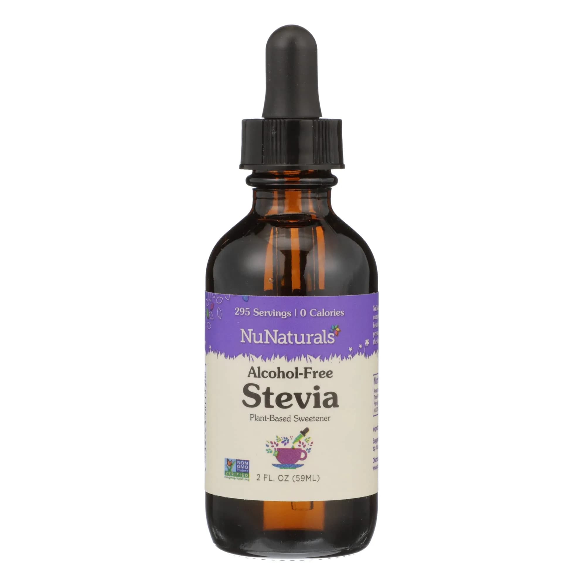 Nunaturals Liquid Stevia Sweetener, Unflavored Alcohol-Free, 2oz | Zero-Calorie Sugar Substitute for Healthy Diets - main product image