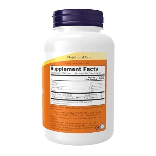 NOW Virgin Coconut Oil 1000 mg | Natural MCTs Support Healthy Lipids thumbnail 2