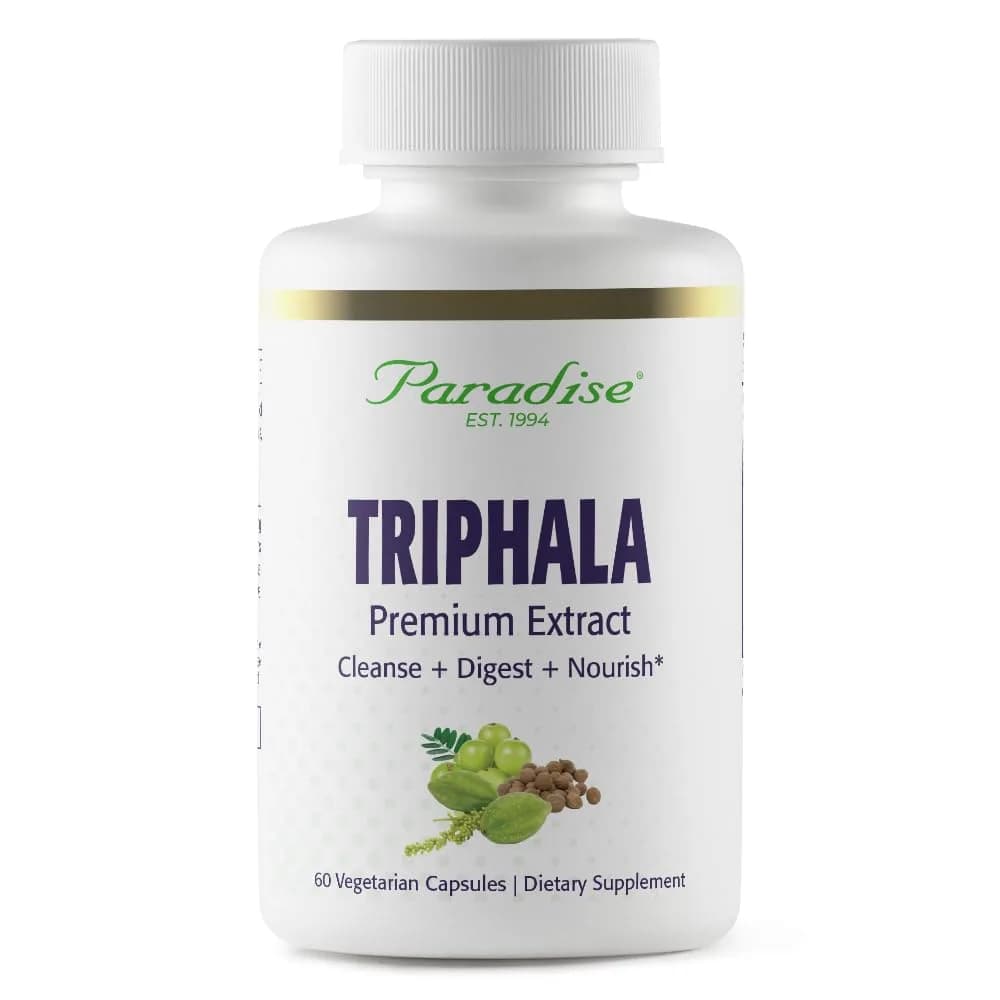Paradise Herbs & Essentials Organic Triphala Extract, 60 Capsules | Full Spectrum Ayurvedic Herb for Detox & Digestion — No Color