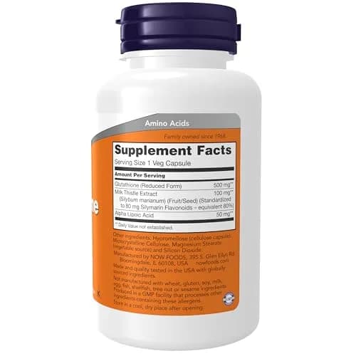 NOW Glutathione 500 mg Veg Caps 60 Count thumbnail 2