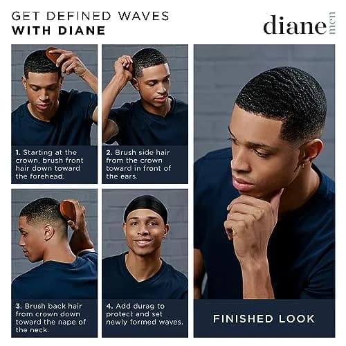 Diane Premium 100% Boar Bristle Styling Brush for Men & Barbers – Medium Bristles for Thick Coarse Hair – 5-Row, Wood Handle | Detangles, Smooths, Adds Shine thumbnail 4
