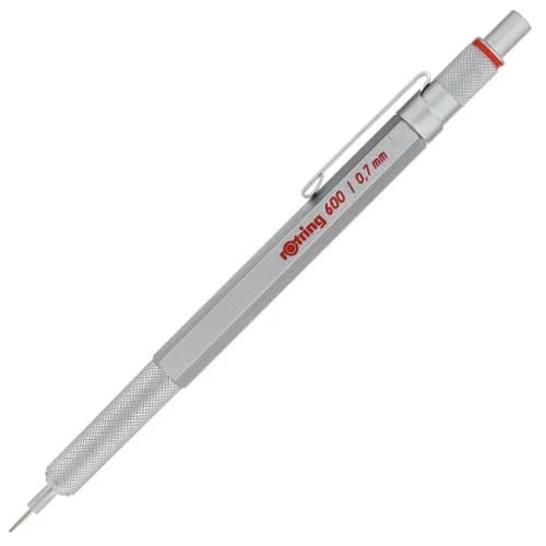 Rotring 600 Series Mechanical Pencil 0.7mm Silver Body | Precise Drafting & Writing Tool thumbnail 1