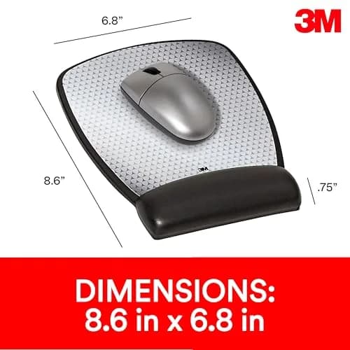 3M Precise Mouse Pad with Gel Wrist Rest, Vertex, 8.6 in x 6.8 in | Precise optical surface, antimicrobial support, ergonomic design thumbnail 2