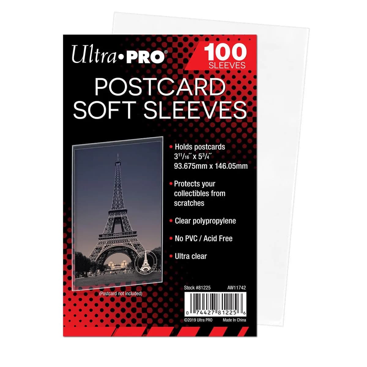 Ultra Pro Card Sleeves for Postcards 93.675mm x 146.05mm (100 Count Pack) | Archival-Grade Acid-Free Polypropylene - main product image