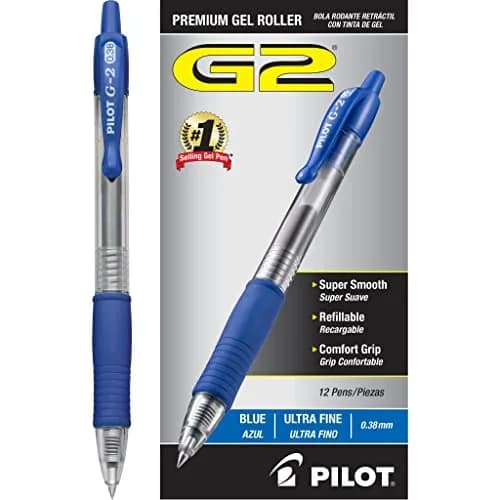 PILOT G2 Premium Retractable Gel Pens, .38mm Ultra Fine Point, Blue Ink, 12-Pack | Long-Lasting & Quick-Drying thumbnail 2