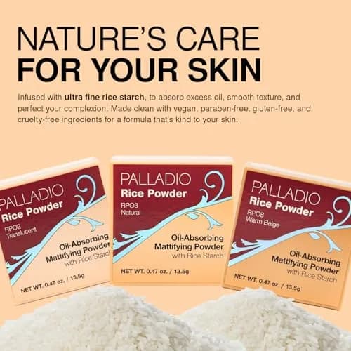 Palladio Natural Rice Powder Loose Setting Powder 17g (0.6 Oz) | Absorbs Oil for Flawless Matte Finish thumbnail 5