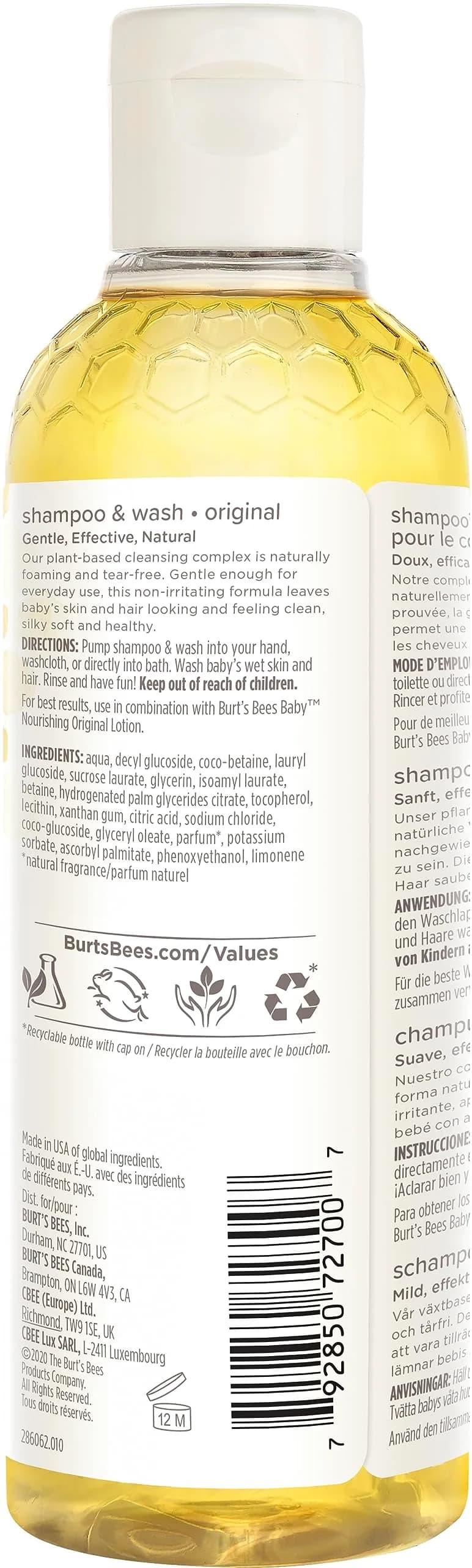 Burt's Bees Baby Bee Original Shampoo & Wash 236ml (8 Fl Oz) | Tear-Free Gentle Cleanser - view 2