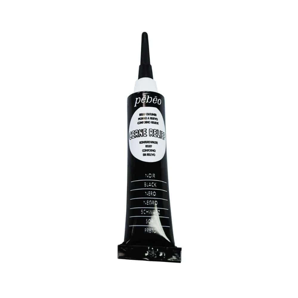 Pebeo Vitrail Cerne Relief Dimensional Paint 20ml (0.68 Fl Oz) Pale Gold | Water-Based Outliner for Glass & Metal — Black
