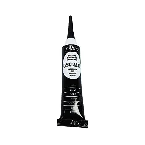Pebeo Vitrail Cerne Relief Dimensional Paint Black 20ml (0.68 Fl Oz) | ASTM D-4236 Certified Outliner thumbnail 1