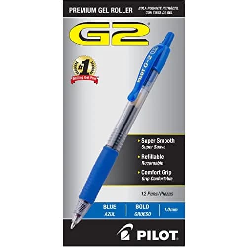 PILOT G2 Premium Gel Roller Pens Blue Ink Bold Point 1.0mm (12 Count) thumbnail 1