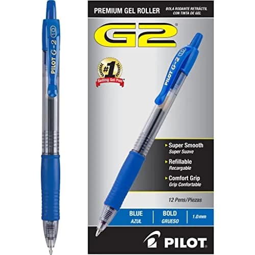 PILOT G2 Premium Gel Roller Pens Blue Ink Bold Point 1.0mm (12 Count) thumbnail 2