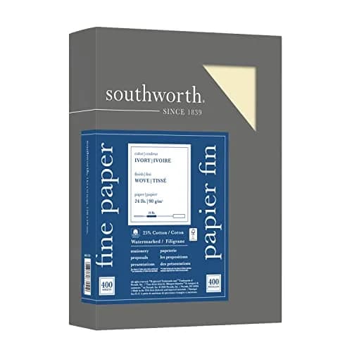 Southworth 25% Cotton Business Paper 8.5 in x 11 in | Ivory, 500 Sheets, 24 lb/90 GSM, Wove Finish thumbnail 1