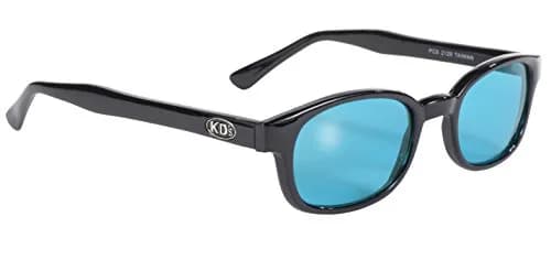 Pacific Coast Original KD's Biker Sunglasses Black Frame/Turquoise Lens | Wrap-Around UV Protection thumbnail 1