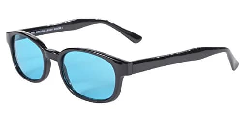 Pacific Coast Original KD's Biker Sunglasses Black Frame/Turquoise Lens | Wrap-Around UV Protection thumbnail 4