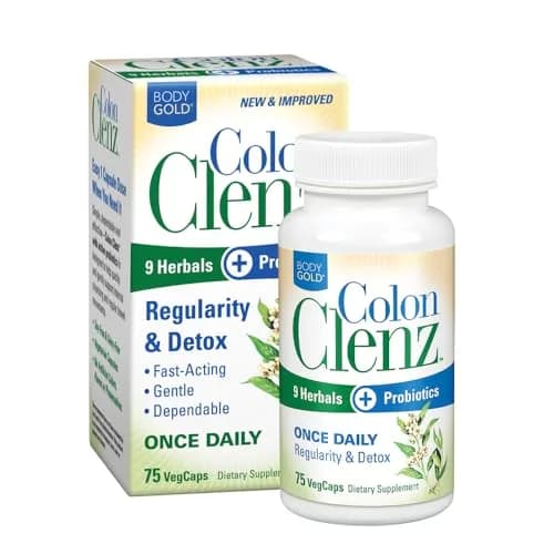 Body Gold Colon Clenz & Detox Overnight Formula, 75 Capsules | Supports Digestive Health & Regularity thumbnail 1