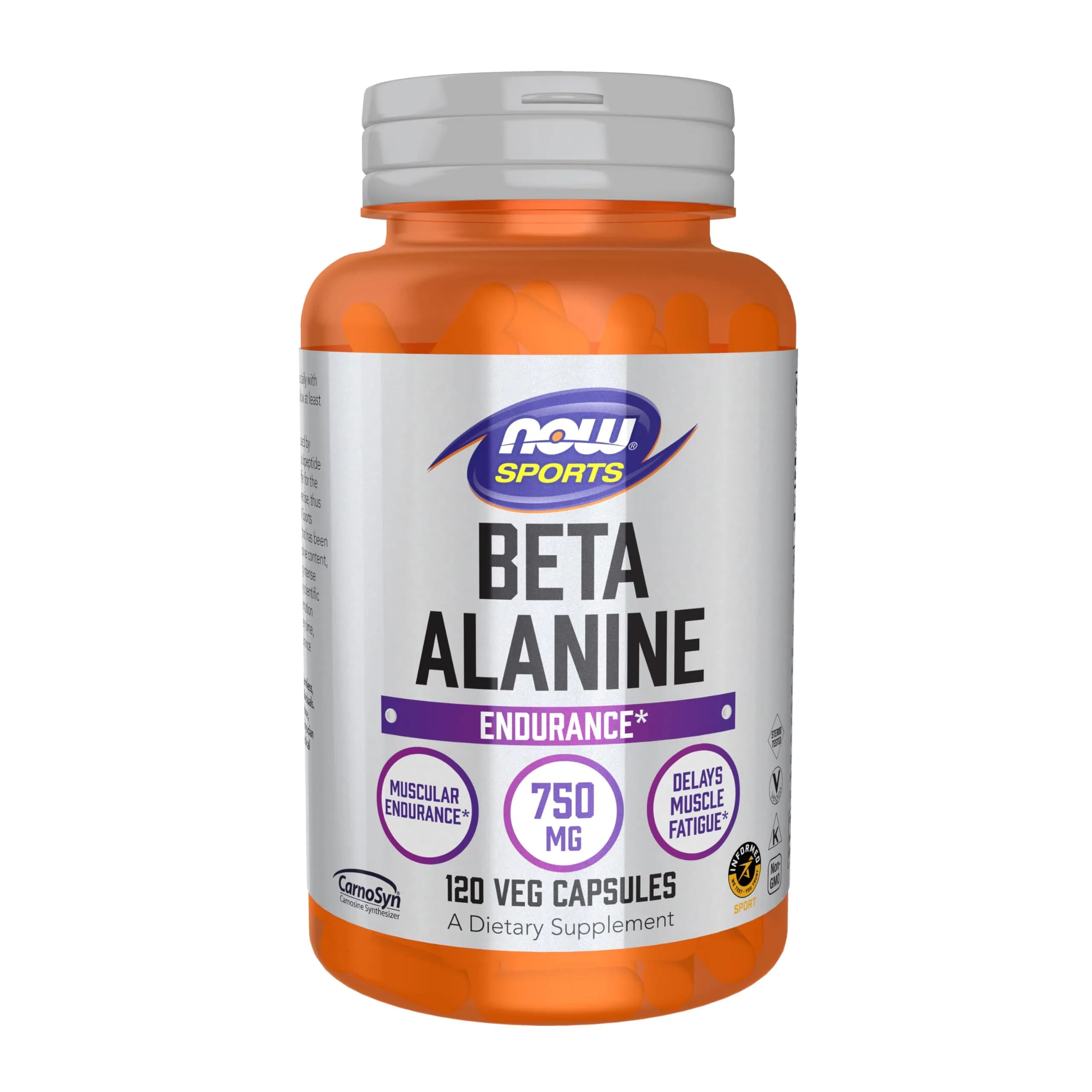 NOW Sports Beta-Alanine 750 mg | Delays Muscle Fatigue & Boosts Endurance, 120 Veg Caps - main product image