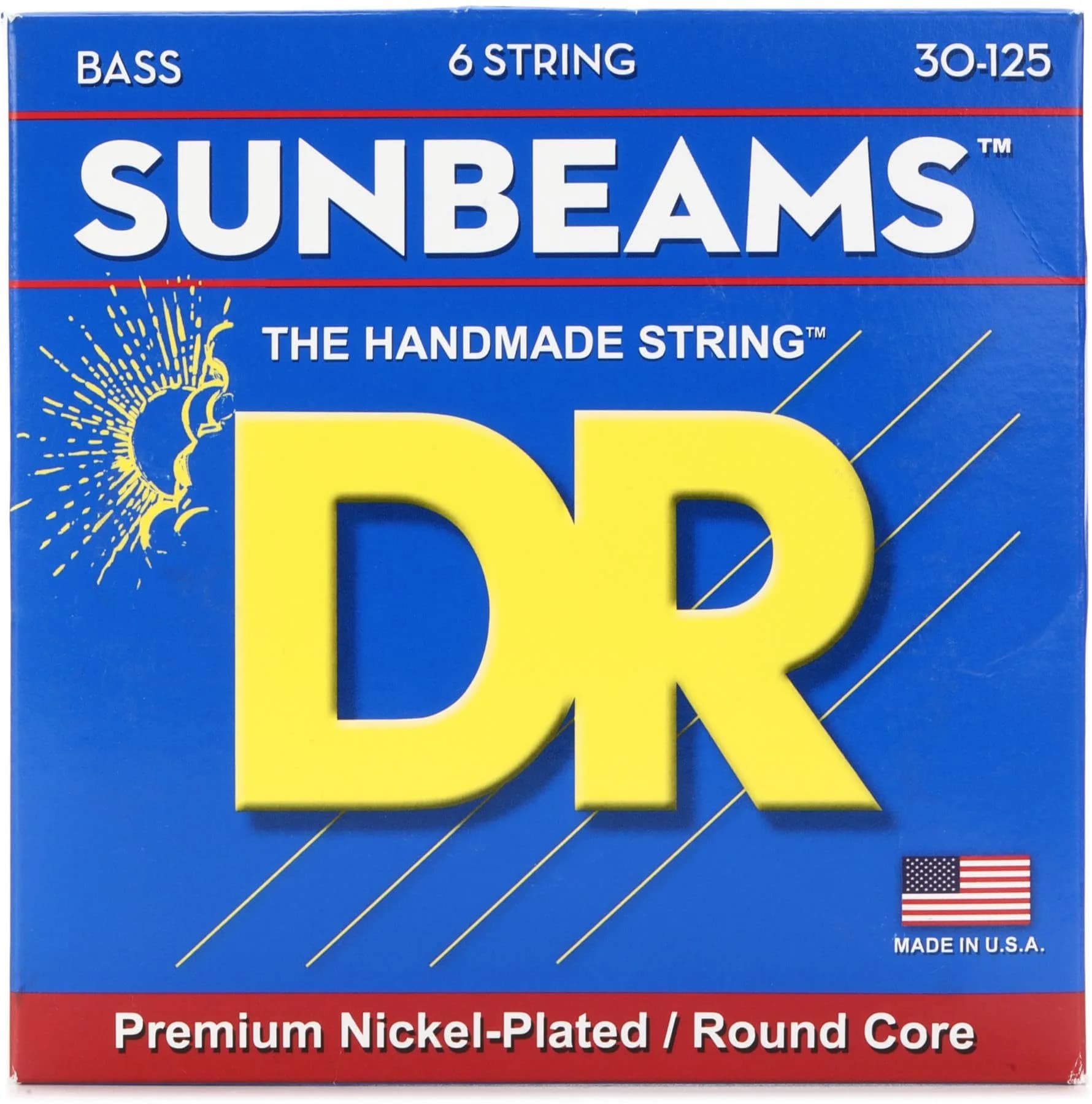 DR Strings Sunbeam Round Core Bass Strings 45-125 (5-String Set) | Nickel-Plated Steel for Warmth & Brightness — metallic
