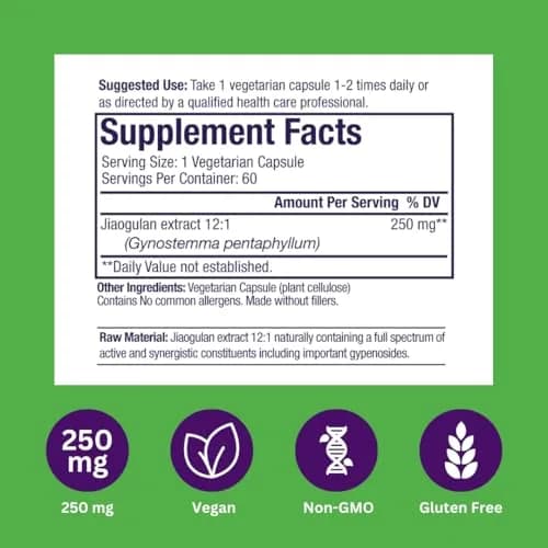 Paradise Herbs Jiaogulan Active Whole Spectrum 60 Caps | Adaptogenic Herb for Vitality & Longevity thumbnail 6