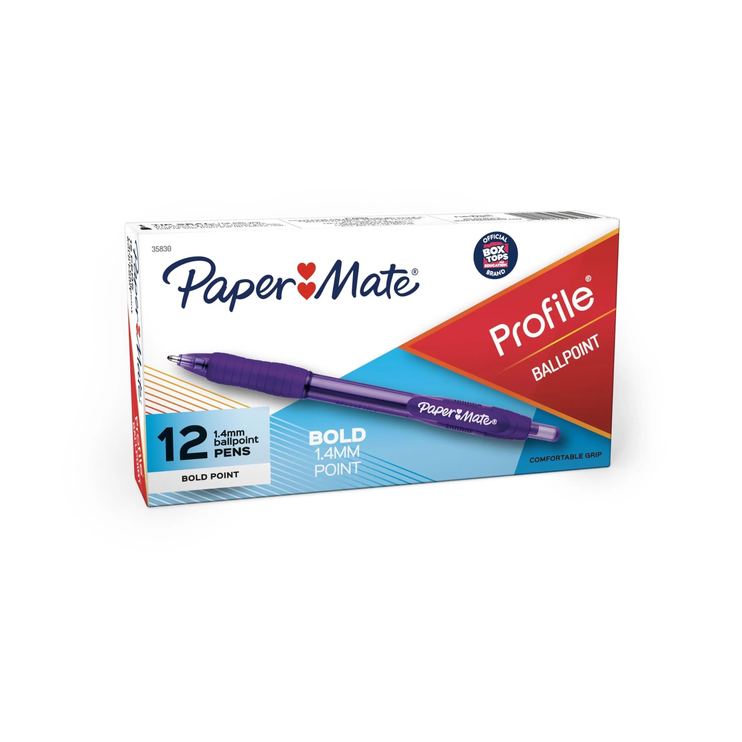 Paper Mate Profile Retractable Ballpoint Pens, Bold Point (1.4mm), Purple Ink, 12 Count | Smooth Writing Instrument