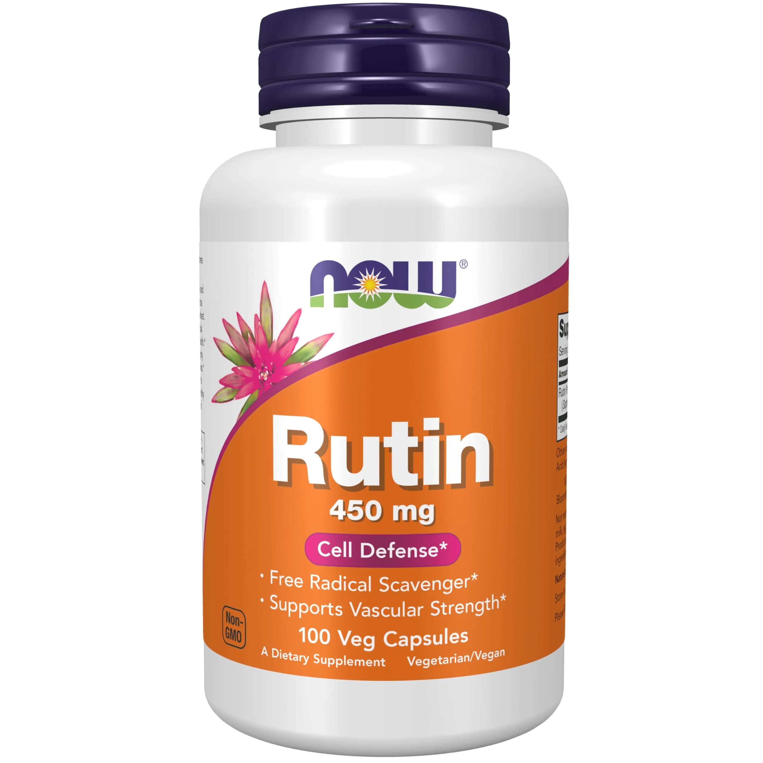NOW Foods Rutin 450 mg Veggie Capsules (100 Count) | Free Radical Scavenger & Vascular Support — Yellow/Green