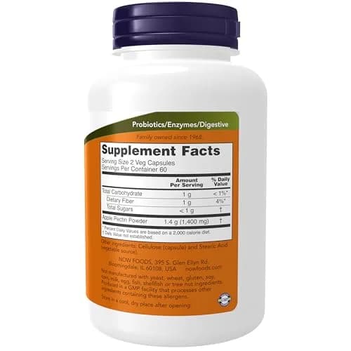NOW Foods Apple Pectin 700 mg Veg Capsules (120 Count) | Intestinal Support with Dietary Fiber thumbnail 2
