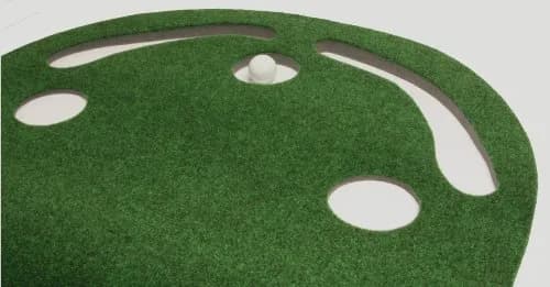 PUTT-A-BOUT Grassroots Par Three Putting Green 2.74 m x 0.91 m (9ft x 3ft) | Kidney-Shaped Practice Mat with 3 Cups thumbnail 2