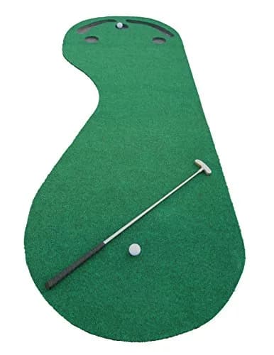 PUTT-A-BOUT Grassroots Par Three Putting Green 2.74 m x 0.91 m (9ft x 3ft) | Kidney-Shaped Practice Mat with 3 Cups thumbnail 3