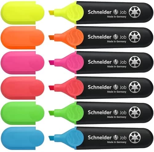 Schneider Job 150 Highlighters Assorted Colours | Chisel Tip, Refillable, Light-Resistant Highlighting thumbnail 1
