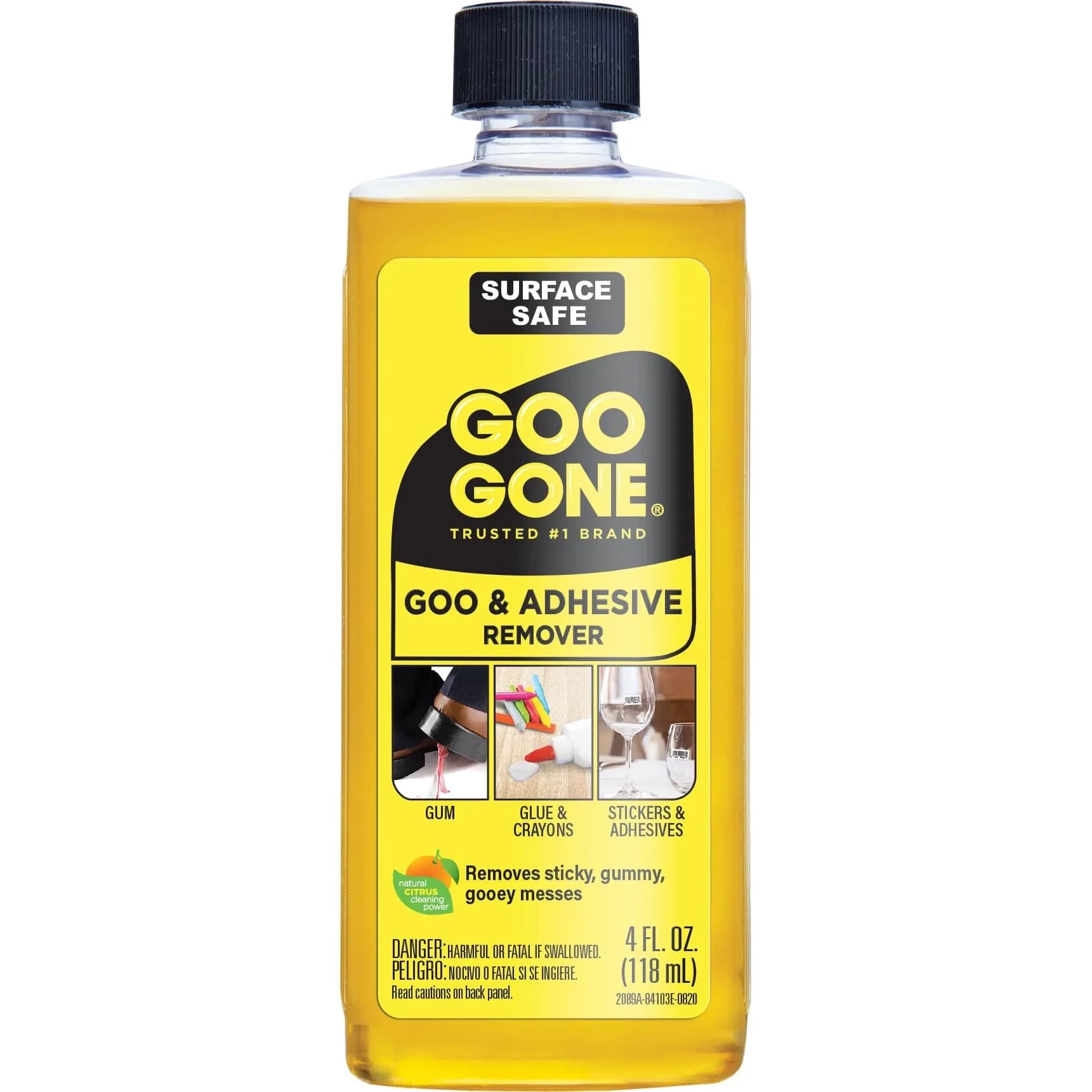 Goo Gone Original Adhesive Remover 4 Fl Oz (118 ml) | Citrus Cleaning Power for Stickers, Labels, Residue, Gum, Grease