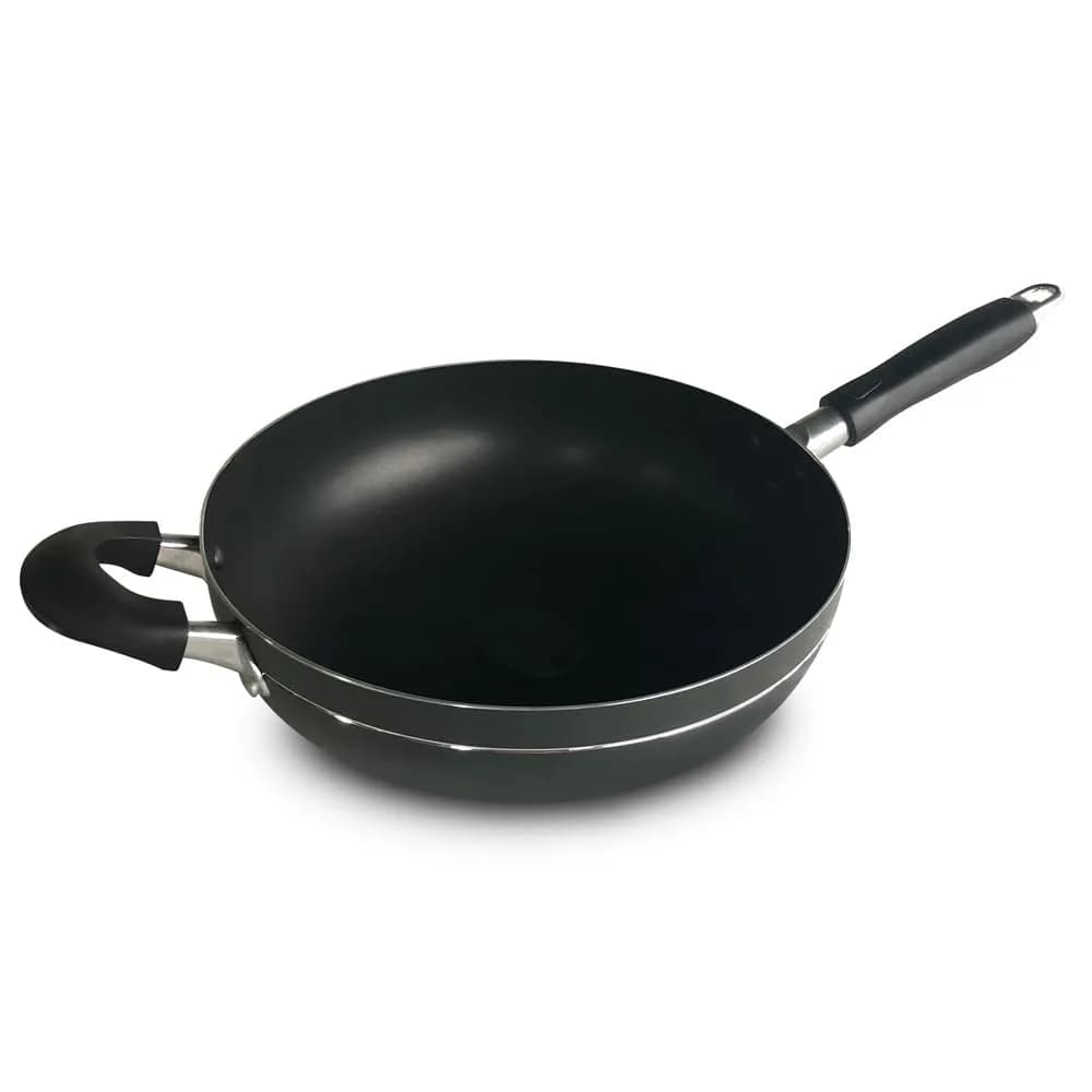 Bene Casa Wok 12-inch Aluminum Non-Stick Stir-Fry Pan | Stay Cool Double Handle Oven Safe - main product image