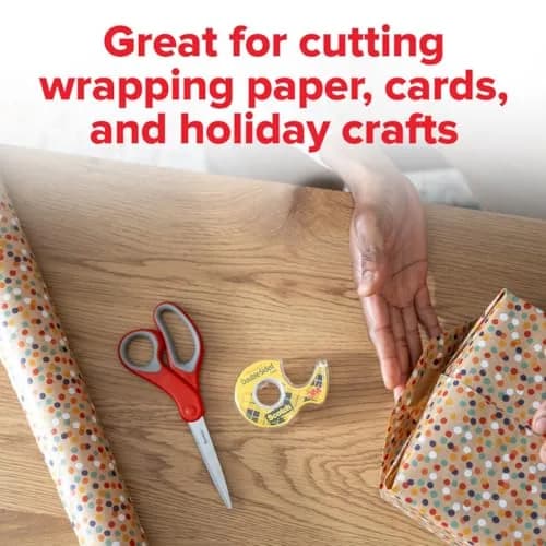 Scotch Multi-Purpose Scissors 8 Inches Red & Gray | Ambidextrous Comfort Grip thumbnail 7