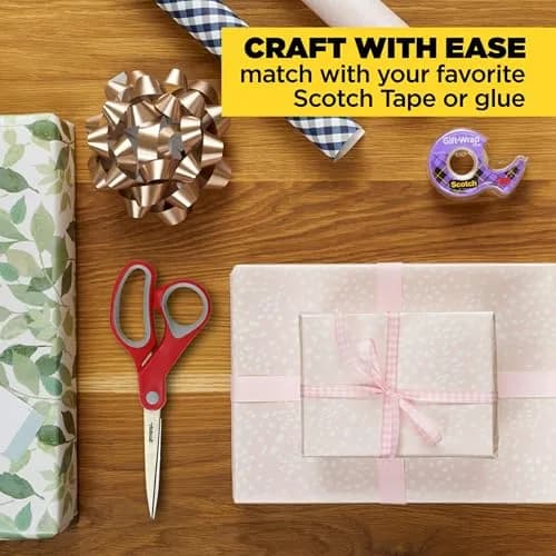 Scotch Multi-Purpose Scissors 8 Inches Red & Gray | Ambidextrous Comfort Grip thumbnail 8