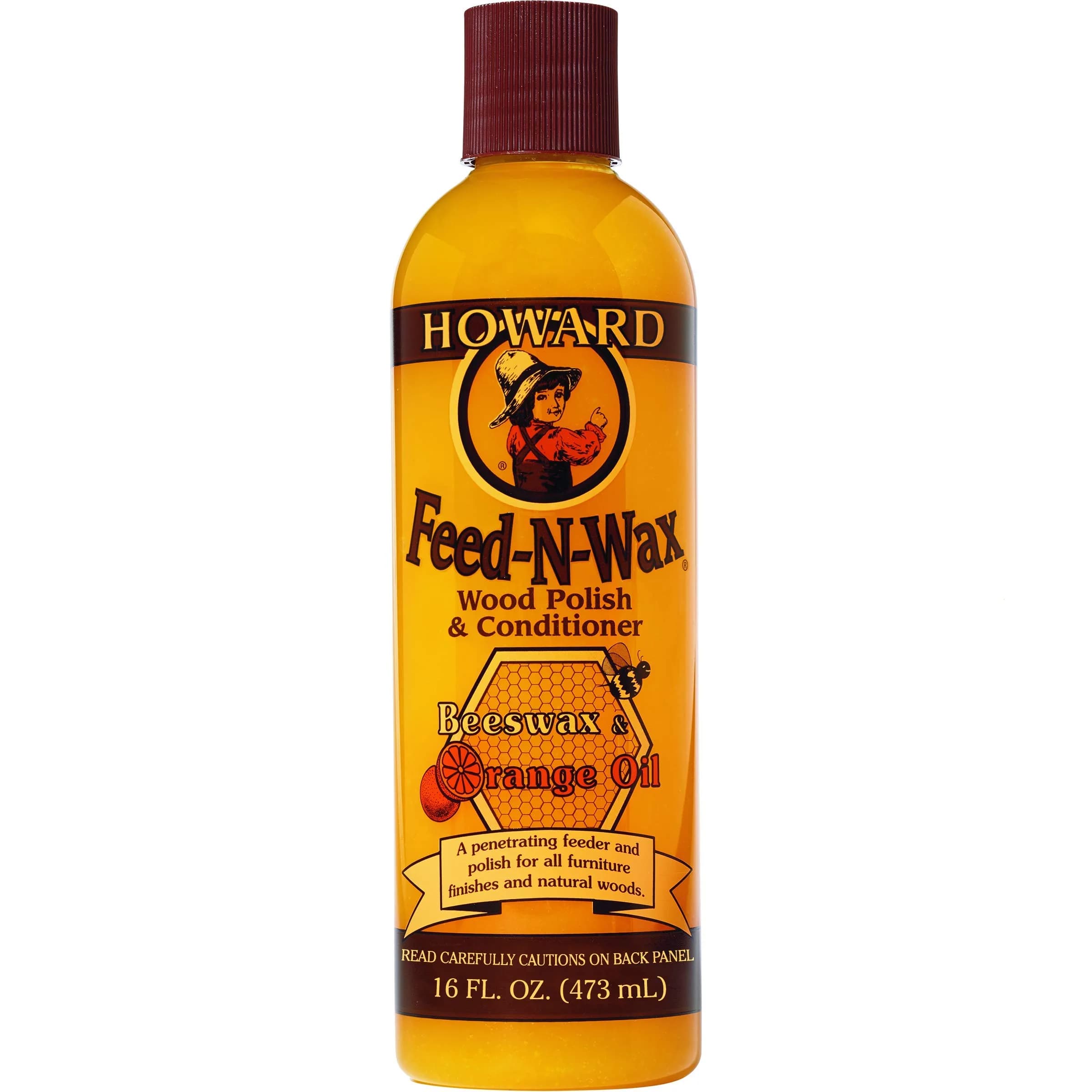 Howard Feed-N-Wax Wood Polish & Conditioner 16 Fl Oz (473ml) | Natural Beeswax & Carnauba Furniture Polish - main product image