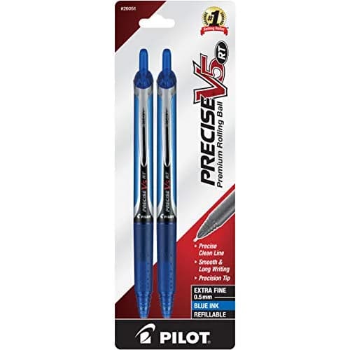 Pilot Precise V5 RT Rollerball Pens, Extra Fine Point 0.5mm, Black Ink, 2-Pack | USA Import thumbnail 1
