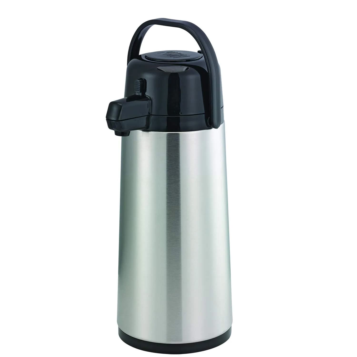 Service Ideas Eco-Air Airpot with Pump Lid, 64.2oz | Keeps beverages warm 6-8 hrs, Glass Vacuum Insulated
