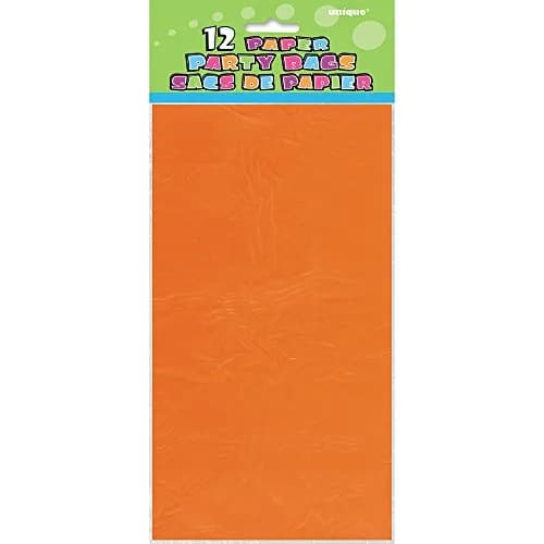 Unique Vibrant Orange Paper Party Bags (Pack of 12, 10" x 5") | Premium Quality for Celebrations thumbnail 2